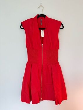 Anthropologie Tommie Zip-Front Mini Dress with Smocked Waist